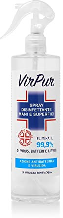 VIRPUR SPRAY IGIENIZZANTE MANI E SUPERFICI 500ML ELIMINA IL 99,9% DEI LIEVITI VIRUS E BATTERI
