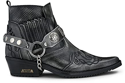 Hommes Cuir Cowboy Équitation Gris Bottines Croc Cubain Motard Danse Winklepickers Western 41