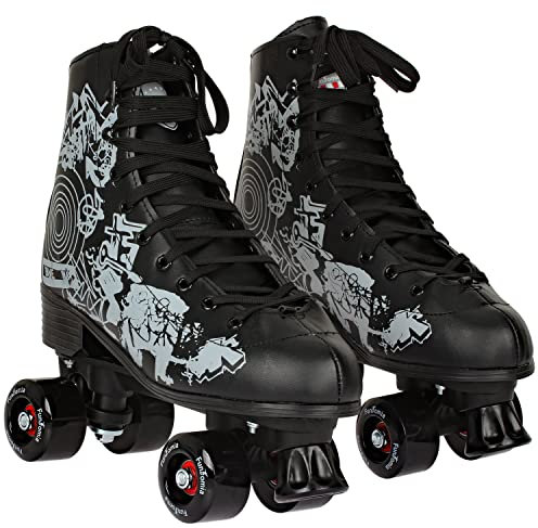 FunTomia Rollschuhe/Discoroller Größen 30-44 - Rollerskates Disco Roller Skate Indoor Outdoor (36, schwarz)