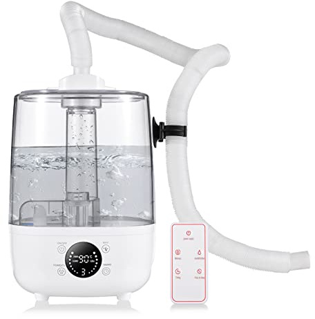 caigou Humidificateurs d'air 4L pour chambre à coucher Humidificateurs d'air à ultrasons Diffuseur d'arômes Boutons de commande tactiles avec écran LCD Télécommande Buse de tuyau extra longue Minuteri