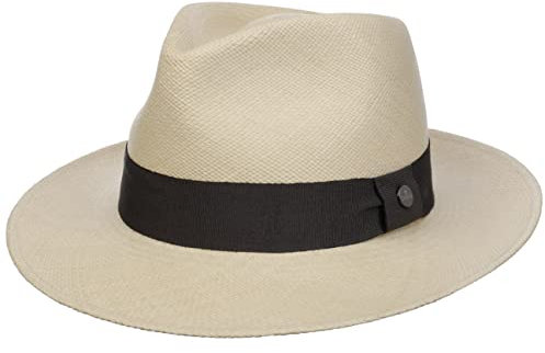 LIERYS Vendello Bogart Panamahut Damen/Herren - Hut aus 100% Panamastroh - UV-Schutz 50+ - Sommerhut Made in Ecuador - Flechtgrad 3 - Frühjahr/Sommer Natur-anthrazit L (59-60 cm)