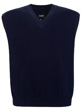 Krumba Hommes Pull Gilet pour Plus Taille: Grande Hauteur Col V sans Manches Tricoter Coton Arrêtez-Vous Marine 5XL
