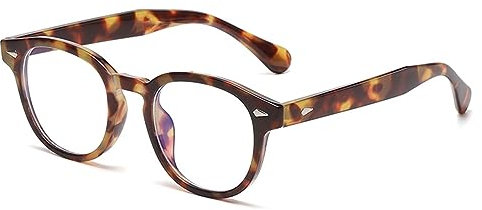 LHSDMOAT Occhiali Anti Luce Blu Uomo e Donna - Modello Rotondo Stile Depp con Filtro Protezione 100% - Ideali per Computer, Gaming e Lavoro al PC - Blocco Luce Blu