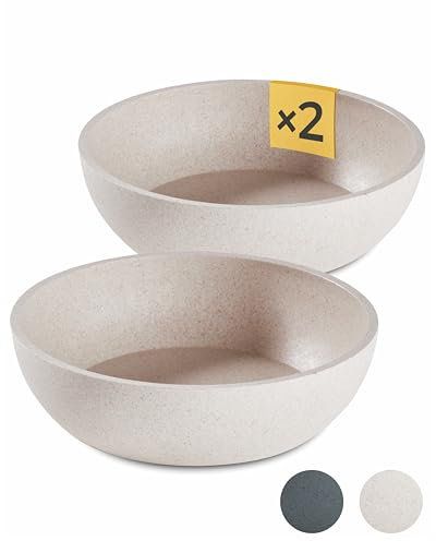 PiuPet® Futternapf und Wassernapf für Hunde - 2 x 1L - Beige - Spülmaschinenfest - 17,5cm Durchmesser - Für Große Hunde