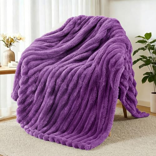 Exclusivo Mezcla Morado Manta Sofá - Manta Franela para Cama, Manta Polar, Doble Cara Suave, Fácil Cuidado y Ultra Ligera, Todas Estaciones, 130x150 CM