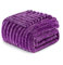 Exclusivo Mezcla Fleece Throw Blanket for Couch, Super Soft Striped Jacquard Bed Blanket, Lightweight Fuzzy Cozy for All Seasons, 127x152 CM, Purple