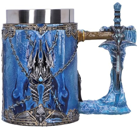 Nemesis Now World of Warcraft The Lich King Bierkrug, Harz, Blau, offizieller World of Warcraft Bierkrug, herausnehmbarer Edelstahleinsatz, aus feinstem Harz gegossen, fachmännisch handbemalt