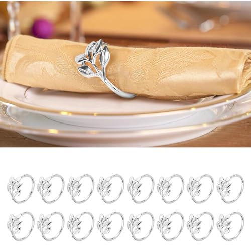 Parthan Serviettenringe, 16 Stück, Silber, Hochzeitsempfang, Familienessen, Tischdekoration, Napkin Rings