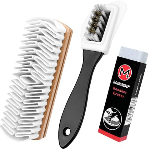 Crihovy Set da 5 Pezzi Spazzola Scarpe, Spazzola per Scarpe Camoscio, Kit Pulizia Scamosciate Multifunzionale, Spazzole Scarpe Pelle Scamosciata per Rimuovere Lo Sporco e la Manutenzione, con Gomma