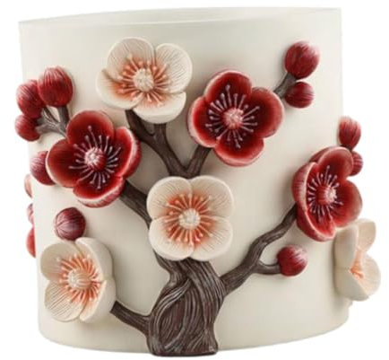 Gcljlmy Pot de fleurs en résine gaufrée en forme de fleurs de prunier - Polyvalent - 14 x 13,5 cm - Décoration de table pour table de salle à manger