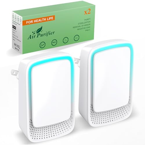 Ionizzatori d'aria a spina – Purificatore d'aria con tecnologia agli ioni negativi – funzionamento silenzioso per casa, camera da letto, ufficio, garage, purificatori d'aria portatili, odore di