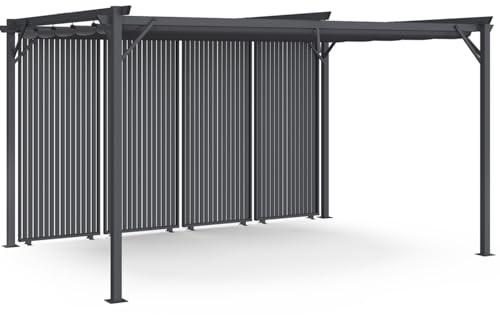 IDMarket - Pergola avec 4 persiennes Verticales Toit rétractable 3x4M