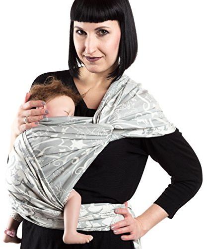 SCHMUSEWOLKE Tragetuch Baby Jacquard Magic Grey BIO-Baumwolle 80 x 470 cm Babysize-Toddlersize Baby und Kleinkinder 9-60 Monate 6-16 kg Bauch- und Rückentragetuch