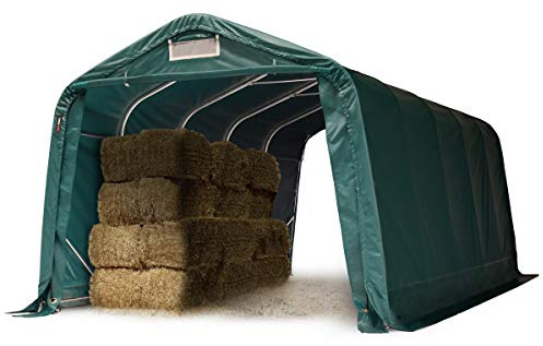 TOOLPORT Stabiler Weideunterstand 3,3x6 m PVC Plane 2300 N Weidehütte Unterstand, für Betonboden, grün