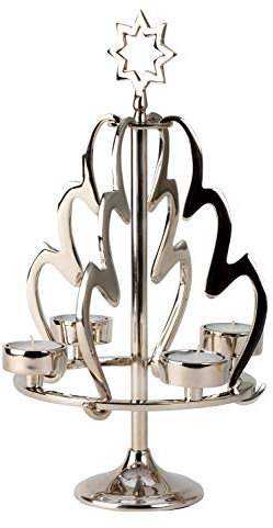 Unbekannt Tannenbaum 36 cm Metall 4 Teelichthalter Silber Weihnachten