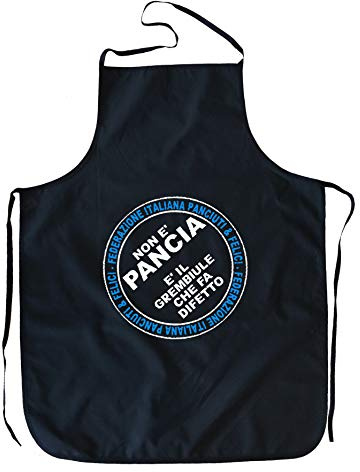 PASSAPAROLA Grembiule da Cucina,MOLTE GRAFICHE DISPONIBILI, spiritoso,divertente,umoristico,100% Cotone, Made in Italy, 64x80 cm (G21 NERO Pancia Difetto)