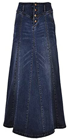 WHZXYDN Printemps Nouvelle Jupe en Jean Taille Haute Simple Femmes Paquet Hanche Longue, Dark Blue, 5XL
