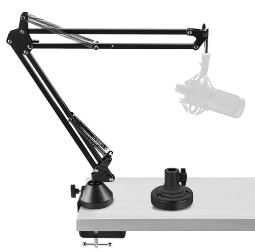 GEEKRIA for Creators Professional Microphone Boom Arm Compatible with Audio-Technica AT2035, AT2020, Suspension Mic Stand, Adjustable Desk Mount Holder for Studio Recording, 28.7 Reach