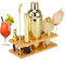 OBALY Bartender Kit 11-Piece Cocktail Shaker-Muddler for Cocktails 25oz Boston Shaker-Bar Accessories with Stylish Bamboo Stand Mix Drink Shaker kit Perfect Martini kit with Cocktail Recipes Booklet