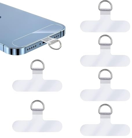 6 st replapp för mobiltelefon, universell lapp med snodd rem för mobiltelefon, telefonlapp mobiltelefonrem nackrem kompatibel med de flesta fodral, Klart