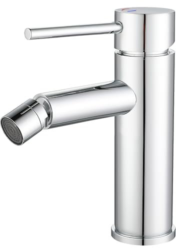 VALAZ Robinet Bidet | Robinet Salle Bain, Ouverture à Froid, Mélangeur Eau Froide et Chaude, Pas de Fuites, Installation Facile et Rapide | Laiton, Inoxydable, Élégant, Rond, Chromé, Série Nansa