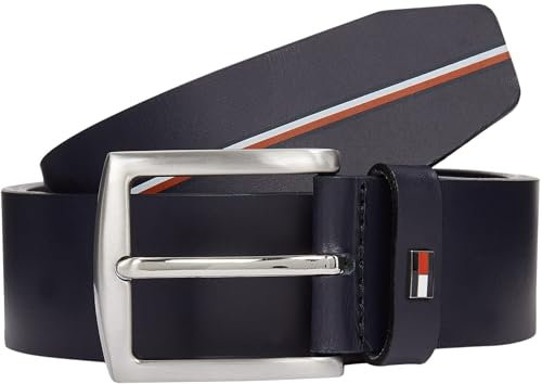 Tommy Hilfiger Herren Gürtel Denton 3,5 cm Ledergürtel, Blau (Space Blue), 95 cm
