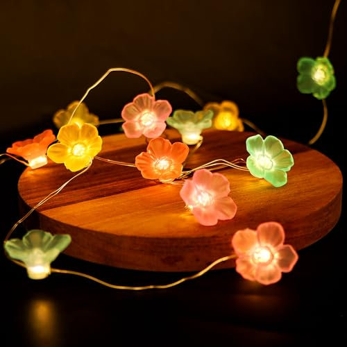 JOFONY Guirlande lumineuse LED en forme de fleurs de cerisier - 2 m - 20 LED - Décoration de printemps - Pour festival, fête, Saint-Valentin, mariage
