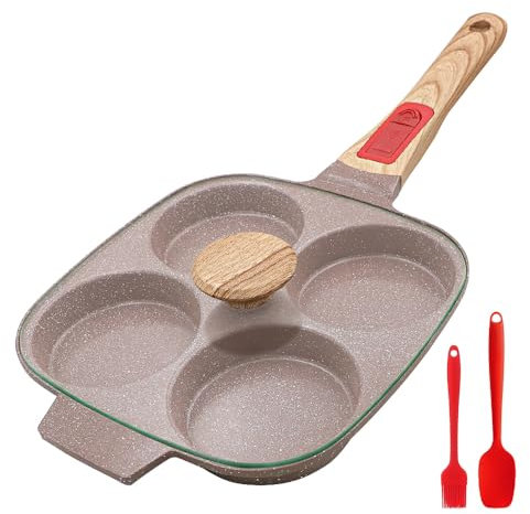 RANX INGST Padella Pancake con Rivestimento in Ceramica, Padella per Uova Fritte con Manico Rimovibile e Coperchio, Induzione Compatibile - Marrone