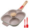 RANX INGST Egg Pan with Lid, Non Stick Ceramic Coating, 4 Cup Pancake Pan with Detachable Handle Burger Pan for Breakfast - Brown