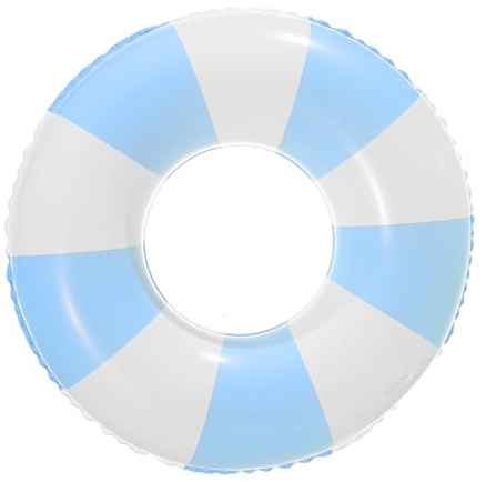 1 anello da nuoto gonfiabile per bambini, a righe, blu e bianco, per feste estive in spiaggia e in piscina