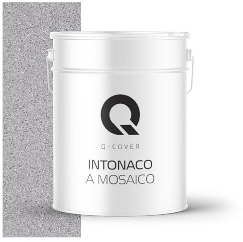 Q-COVER Buntsteinputz 12,5 Kg Grau M03 Mosaikputz Sockelputz Dekorative Putz Innen & Außen Fassadenputz Fertigputz Edelputz Oberputz Kratzfest Wetterfest