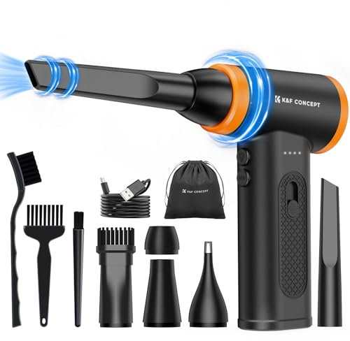 K&F CONCEPT Compressed Air Duster PC Cleaner, 120000RPM Air Blower for PC Cleaning, Electric air Dusters, Speed Adjustable Rechargeable Reusable Compressed Air Blaster for Laptop Computers Keyboard