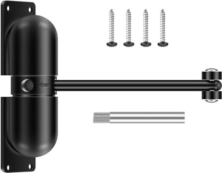 AROMUJOY Automatischer Türschließer, Einstellbarer Türschliesser aus Zinklegierung, Zugfeder Automatische Puffer Geschlossen für Gartentor, Haustür, Außen, Schwarz
