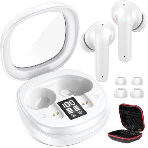 Auriculares Inalambricos para iPhone 17 16 Samsung A17 A16 A56 A36 Pixel 9a,Bluetooth 5.3 con HD Micrófono HiFi Estéreo Pantalla LED, Reducción de Ruido,50H Cascos Inalambricos para Redmi Note 14 14C