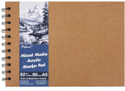 5.8x8.3in Sketch Book, 60Sheets Spiral Bound Notebooks, Bright White 92lbs/150gsm Acid-Free Drawing Paper for Painting,Sketching, Professional Sketch Pad for Artists, Beginners. BW-Orange Yellow