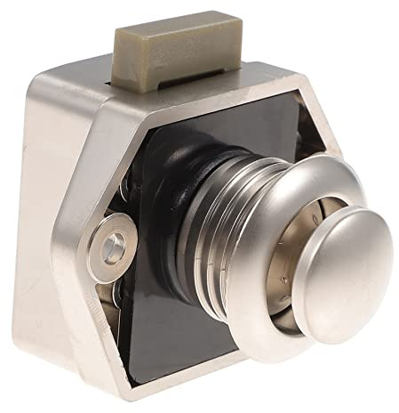 TOBBOMEY Cerradura sin Llave para Armarios Pestillo de Botón Pulsador Diseño Minimalista para Vehículos Recreativos Yates y Muebles Cierre Seguro y Fácil Uso sin Llave