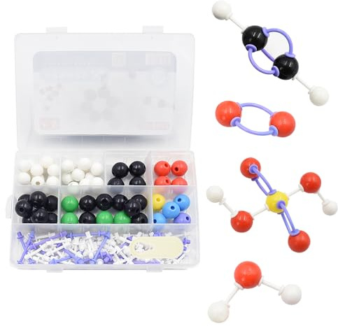 Surplex Organisk kemi molekylmodell set vetenskapliga oorganiska strukturer atom molekylär elektrisk bana länk modell undervisning studenter kemilektioner kit för barn bildning (136 stycken sats)