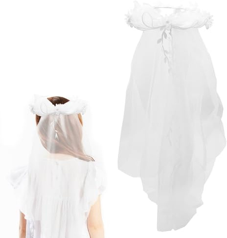 Voile de Mariée Blanc avec Couronne Fleurie et Nœud Satin, Accessoire EVJF pour Future Mariée, Fête Pré-Mariage et Célébrations Nuptiales