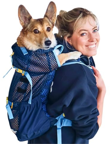 K9 Sport Sack Kloud - Medium, Blue - Ideal for Dogs with 17-19” Back Length - Ultra-Light Mesh Backpack Carrier with Inflatable Frame