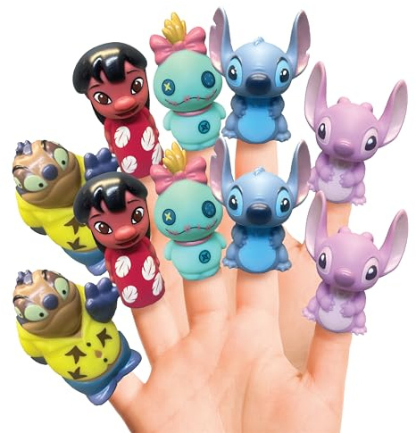 Disney Lilo & Stitch 10 Piece Finger Puppet Set - Educational Play, Party Favors, Bath and Pool Toys, Beach Fun, Playtime Activities