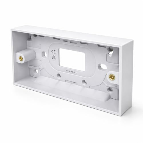 JD Brands Surface Pattress Box 2 Gang 25mm Deep | Surface Mount Back Box for Double Sockets & Switches | White Electrical Back Box (1-Pack)