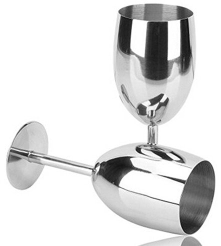 Addfun Lot de 2 verres à vin rouge en acier inoxydable, 17 cm de hauteur
