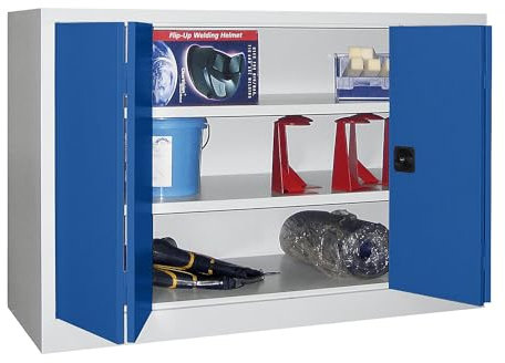 Pavoy | Falttürenschrank | Höhe 1000 mm | Breite 1500 mm | Tiefe 600 mm | grau/blau