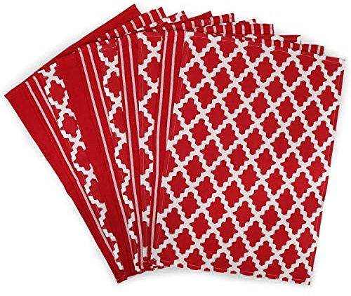 Penguin Home Premium 100% Pure Cotton Tea Towel for Kitchen, Set of 10 Kitchen Towels, Soft & Durable Kitchen Cloths Towel Set, Machine Washable, 65 x 45 cm Colour - Red