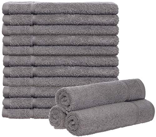 Brandsseller 10er Set Gästehandtuch 30 x 50 cm Gästetücher Frottier Handtuch mit Aufhänger Baumwolle 450 g/m² Bad Haushalt - Hellgrau