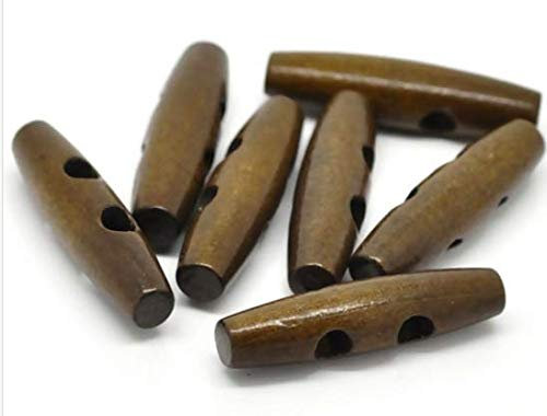 Kanighton 12 Premium Holzknöpfe, Knebelknöpfe Oval 5,0 x 1,3 cm Dunkelbraun braun 2 Löcher länglich Mantelknöpfe Jackenknöpfe Bastelknöpfe zum annähen nähen aufnähen