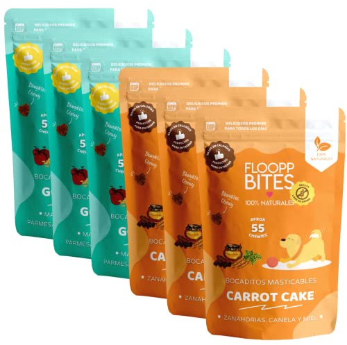 Floopp Bites Chuches para Perros sin Cereales, Textura Suave y Jugosa, Snacks Naturales para Entrenamiento, Pack 6x50g