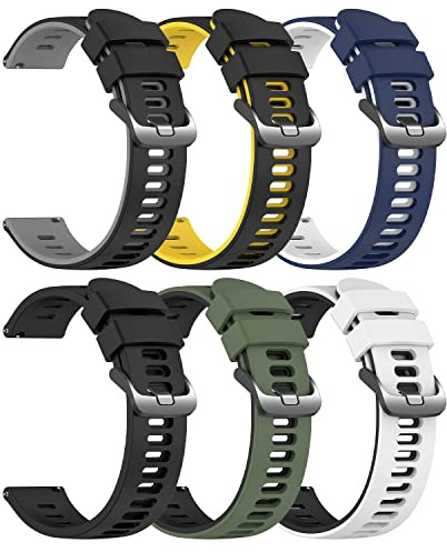 EZMVZKU Bracelet Silicone 22mm pour Samsung Galaxy Watch 3 45mm/46mm, Amazfit GTR4/GTR3/3 Pro, Huawei GT Runner/GT3 46mm/3/3 Pro - 6 Pack de Bracelets de Sport Compatibles
