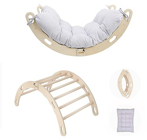 MAMOI® Triangle d'escalade balançoire avec Coussin, Coussin pour Triangle d'escalade pour Enfants en Bois, Triangle intérieur et extérieu, Escalade Enfant, Balancoire Bebe, Espalier Enfant