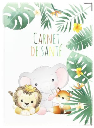Protège Carnet de Santé Bébé Enfant Color Pop PVC (Safari) | Rangement ordonnances, documents médicaux, divers imprimés, 22x16cm